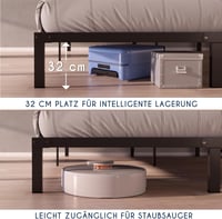 Dreamzie Fém Ágykeret 90x200 cm Egyszemélyes Matrachoz, Fekete Színű Rácsozatos Ágyváz Nagy Tárolóhellyel 5