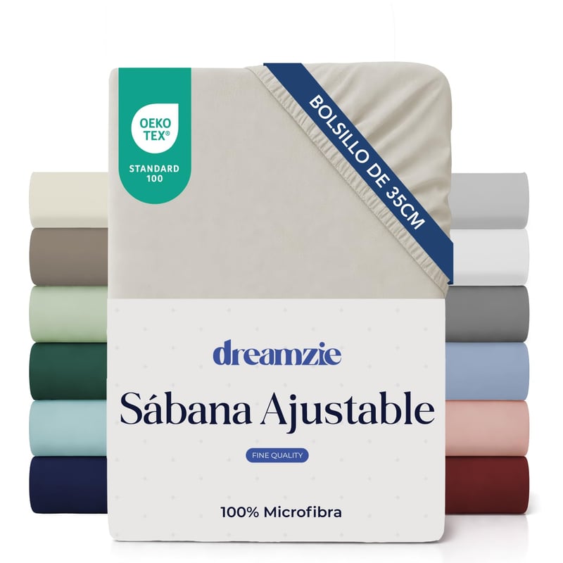 Napínacia plachta Dreamzie 80x200 cm – Ultra jemná prestieradlová plachta z mikrovlákna s 35 cm hlbokými okrajmi, béžová, s certifikátom Oeko-Tex, priedušná