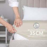 Napínacia plachta Dreamzie 80x200 cm – Ultra jemná prestieradlová plachta z mikrovlákna s 35 cm hlbokými okrajmi, béžová, s certifikátom Oeko-Tex, priedušná 2