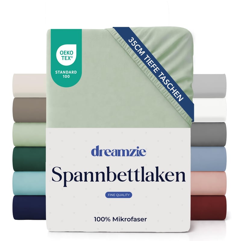 Napínacie prestieradlo Dreamzie 90x200 cm – 100% mikrovlákno, s 35 cm vysokým okrajom, svetlozelené, na vysoké matrace