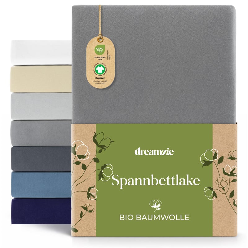 Cearșaf cu elastic Dreamzie din jerseu 70x200 cm - 100% bumbac bio, cearșaf organic cu elastic