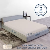 Napínacie bavlnené jersey prestieradlo Dreamzie 200x200 cm, výška matraca 27 cm, béžová farba, s certifikátom OEKO-TEX, 100 % bavlna 2