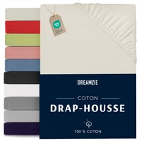 Napínacie bavlnené jersey prestieradlo Dreamzie 200x200 cm, výška matraca 27 cm, béžová farba, s certifikátom OEKO-TEX, 100 % bavlna 1