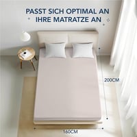 Dreamzie Lepedő 160x200 cm - Bézs Mikroszálas Gumis Lepedő Felnőtt Ágyra, Könnyen Mosható Poliészter Ágynemű, Oeko-TEX Tanúsítvánnyal 2