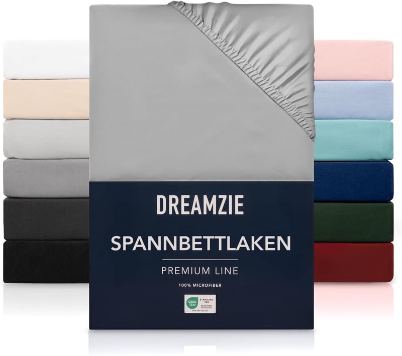 Dreamzie Lepedő 160x200 cm - Szürke Mikroszálas Gumis Lepedő 33 cm Magas Matracokhoz - Öko-Tex Tanúsítvánnyal - Könnyen Tisztítható