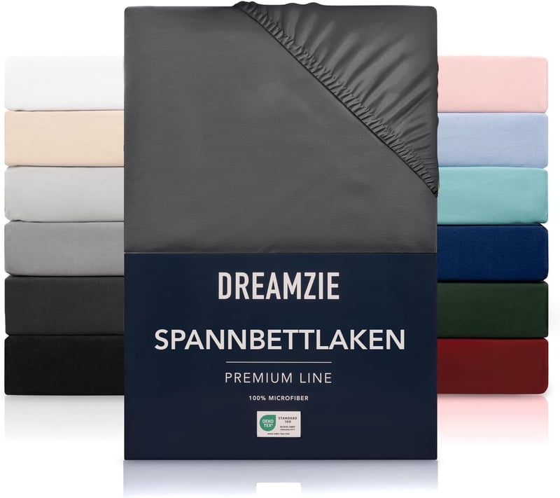 Dreamzie Lepedő 80x200 cm - Sötétszürke Mikroszálas Gumis Lepedő 33 cm Magas Matracokhoz - Oeko-Tex Tanúsított, Könnyen Tisztítható