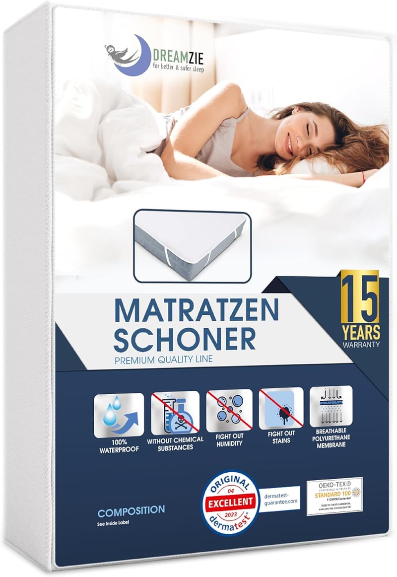 Dreamzie Matracvédő 160x200 cm Vízálló Pamut Polyester Légáteresztő Matractopper Oeko-Tex Tanúsítvánnyal EU Gyártás