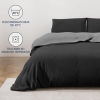 Set lenjerie de pat din microfibră Dreamzie 240x220 cm Negru-Gri Închis cu 2 fețe de pernă 5