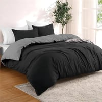 Set lenjerie de pat din microfibră Dreamzie 240x220 cm Negru-Gri Închis cu 2 fețe de pernă 1