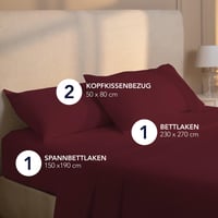 Dreamzie set posteljine od mikrovlakana, 4 dijela – Donja plahta 150x200 cm, Gornja plahta 230x270 cm, 2 jastučnice 50x80 cm, bordo, Oeko-Tex certificirano 2