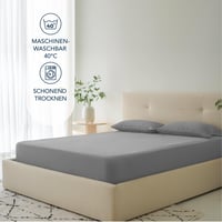 Dreamzie Mikroszálas Gumis Lepedő 200x200 cm - 35 cm Mély Zseb - Antracit Szürke - Könnyen Mosható, Gyorsan Száradó Ágynemű 5