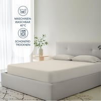 Dreamzie Mikroszálas Gumis Lepedő 200x200 cm - 35 cm Mély Zseb - Bézs Színű Ágynemű - Tartós, Puha, Könnyen Mosható - Oeko Tex Tanúsítvány 5