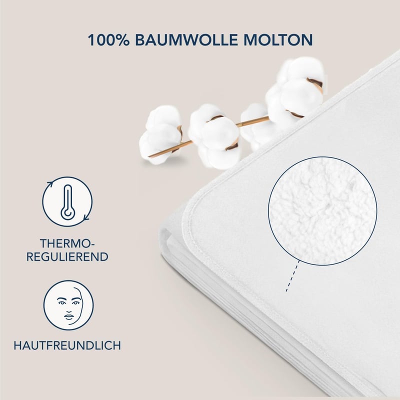 Dreamzie Premium Molton Matracvédő 180x200 cm - 100% Pamut, Oeko-Tex - 180 x 200 cm - 1er Set