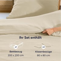 Dreamzie Pamut Ágyneműhuzat 200x200 cm Cipzárral, 2 Párnahuzattal Beige 7