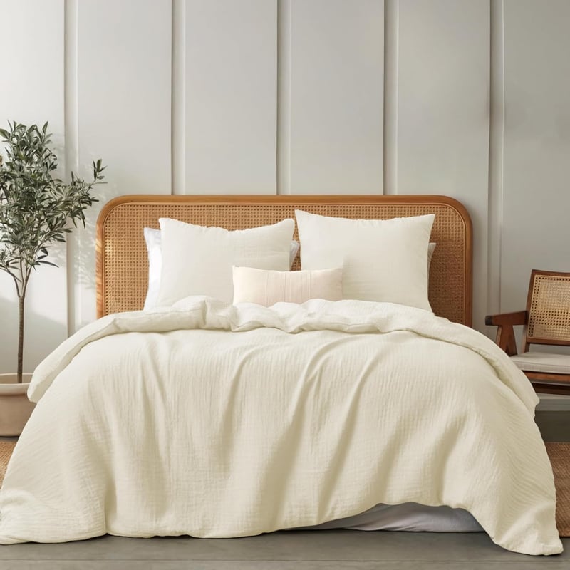 Dreamzie Pamut Ágyneműhuzat 200x200 cm Cipzárral, 2 Párnahuzattal Beige