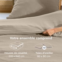 Dreamzie pamut gáz ágyneműhuzat 220x240 cm taupe 2 párnával puha légáteresztő 7