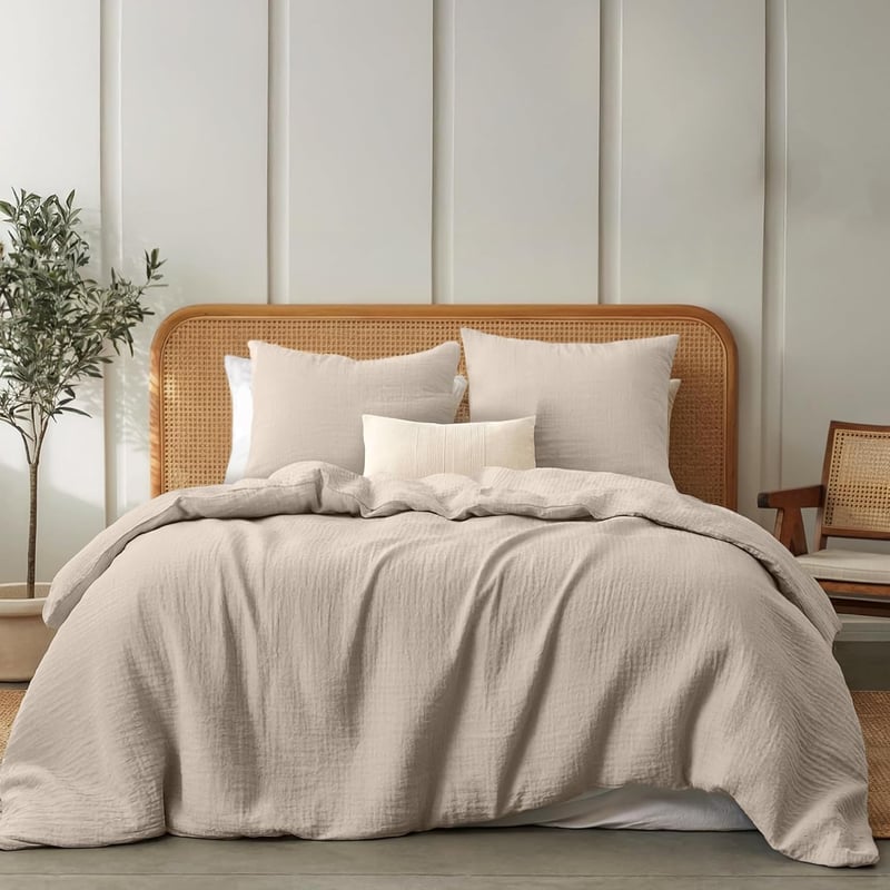 Dreamzie pamut gáz ágyneműhuzat 220x240 cm taupe 2 párnával puha légáteresztő