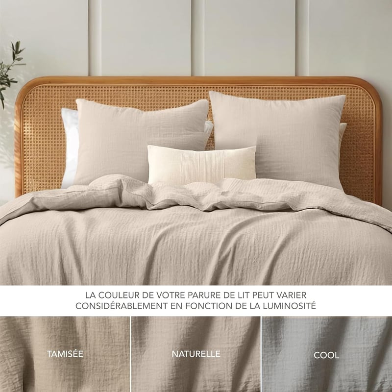 Dreamzie pamut gáz ágyneműhuzat 220x240 cm taupe 2 párnával puha légáteresztő