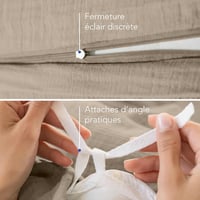 Dreamzie pamut gáz ágyneműhuzat 220x240 cm taupe 2 párnával puha légáteresztő 4