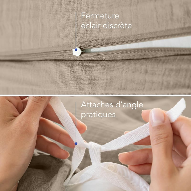 Dreamzie pamut gáz ágyneműhuzat 220x240 cm taupe 2 párnával puha légáteresztő