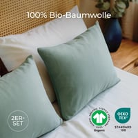 Obliečky na vankúš Dreamzie 50x50 cm 2 ks – 100% organická bavlna, zelené, so zipsom, certifikát Oeko-Tex 2