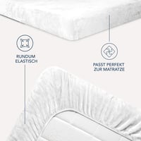 Dreamzie Premium froté napínacia plachta 180x200-200x200 cm, Cashmere Touch džersejová flísová plachta, biela, 1 ks 4