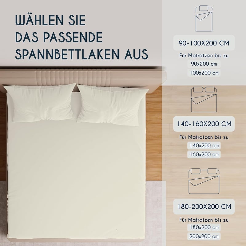 Dreamzie Premium Gumis Lepedő 180x200 cm Jersey Pamut Bézs