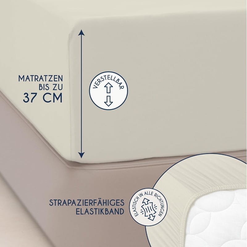 Dreamzie Premium Gumis Lepedő 180x200 cm Jersey Pamut Bézs