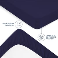 Dreamzie Premium gumis lepedő 200x200 cm, vastag matrachoz, 100% jersey pamut, sötétkék - 200 x 200 cm, Darkblue 4