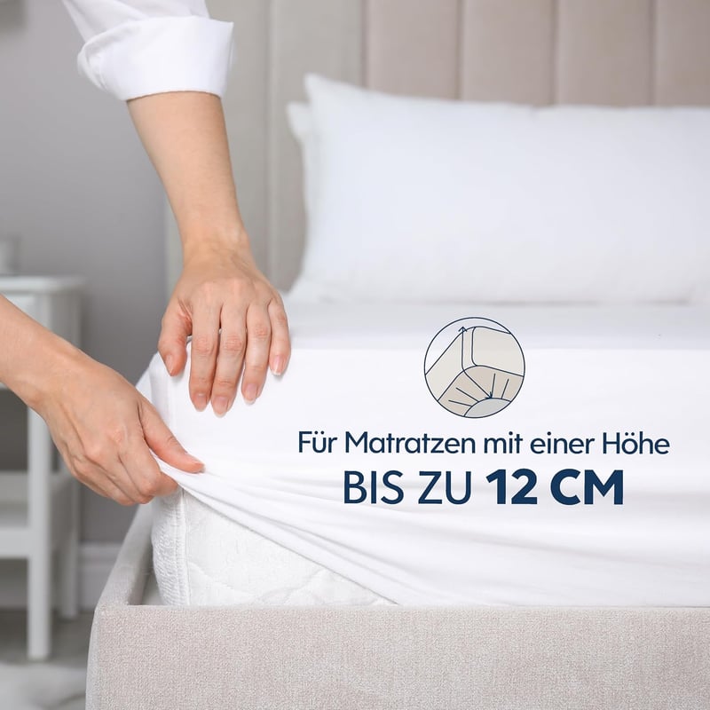 Dreamzie Premium gumis lepedő 70x200 cm vastag matrachoz 100% pamut fehér
