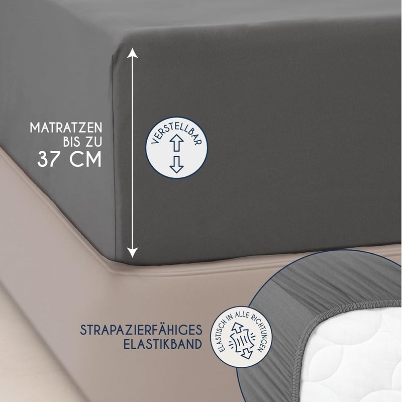 Dreamzie Premium Gumis Lepedő 90x200-100x200 cm Jersey Pamut Antracit