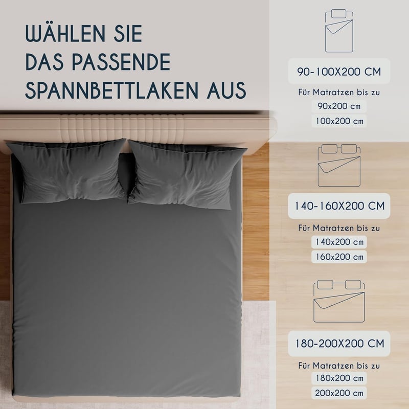 Dreamzie Premium Gumis Lepedő 90x200-100x200 cm Jersey Pamut Antracit