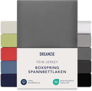 Dreamzie Premium plahta s gumicom, jersey pamuk, 90x200–100x200 cm - antracit