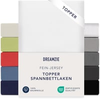 Dreamzie Premium Gumis Lepedő Topper 180x200-200x200 cm Jersey Pamut Fehér 1