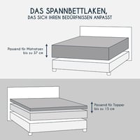 Dreamzie gumis topper lepedő, jersey pamut - szürke - 180x200–200x200 cm 2