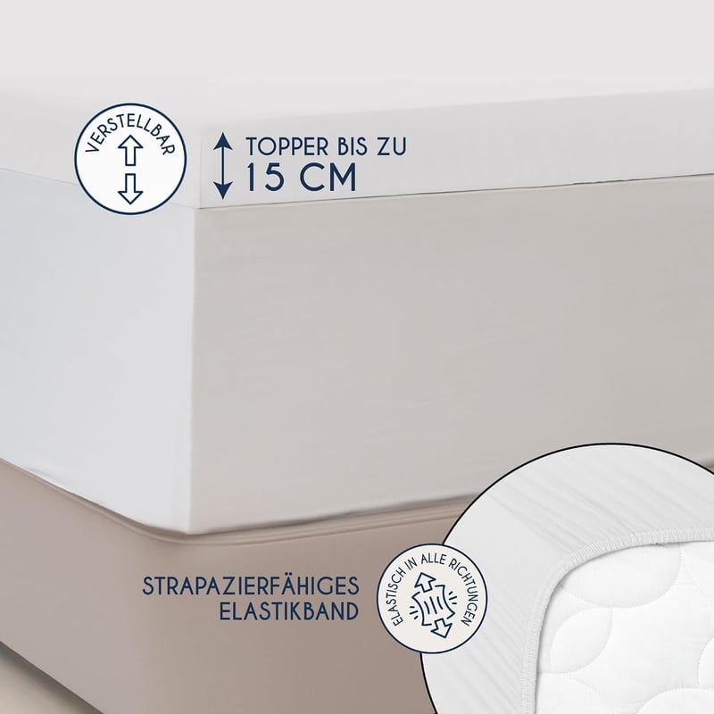 Dreamzie Premium Gumis Lepedő Topper 180x200-200x200 cm Jersey Pamut Fehér
