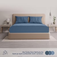 Dreamzie Prémium Jersey Pamut Lepedő Matracvédőre 140x200-160x200 cm - Kék, Extra Alacsony Oldalmagasság, OEKO-TEX Tanúsítvány, Könnyen Tisz 5