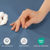 Dreamzie Prémium Jersey Pamut Lepedő Matracvédőre 140x200-160x200 cm - Kék, Extra Alacsony Oldalmagasság, OEKO-TEX Tanúsítvány, Könnyen Tisz 4