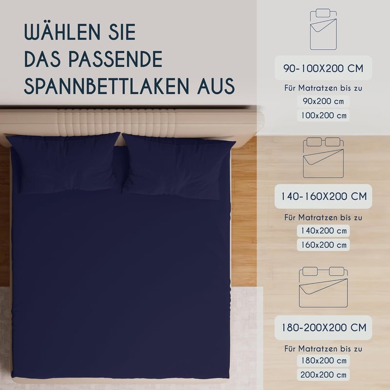 Dreamzie Premium Topper Gumis Lepedő 90x200-100x200 cm Jersey Pamut Sötétkék