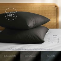 Dreamzie Renforcé pamučna jastučnica 40x70 cm, 2 komada, antracit, gusto tkana 57 niti/cm², s patentnim zatvaračem, Oeko-Tex certificirana 2