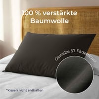 Dreamzie Renforcé pamučna jastučnica 40x70 cm, 2 komada, antracit, gusto tkana 57 niti/cm², s patentnim zatvaračem, Oeko-Tex certificirana 3
