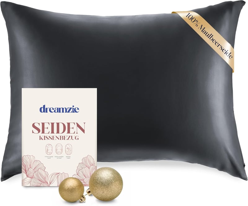 DREAMZIE Selyem Párnahuzat 40x80 cm Hajápoláshoz, 19 Momme Sötétszürke