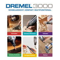 Unealtă multifuncțională Dremel 3000 130W, cu 1 accesoriu și 25 consumabile, turație variabilă 10000-33000 rpm, pentru tăiere, șlefuire, gravare, lustruire 3