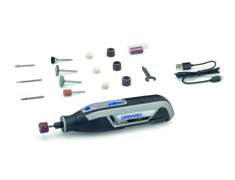 Unealtă multifuncțională cu acumulator Dremel Lite 7760, 3,6V, 15 accesorii, 8000-25000 RPM - Sculptare, Gravare, Șlefuire, Lustruire, Curățare