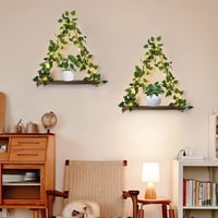 Dremisland 2 db Makramé Fali Polc LED Szalaggal Boho Stílusban 7