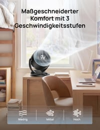 Tichý stolný ventilátor Dreo 25 dB, 30 cm, 3 rýchlosti, dosah prúdenia vzduchu 21 m, turbocirkulátor s naklápaním 120°, prenosný ventilátor do spálne 5