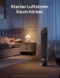 Tichý stojanový ventilátor DREO 307, dosah 10 m, 8 rýchlostí, 4 režimy, 90° oscilácia, 8-hodinový časovač, LED displej, diaľkové ovládanie, čierny 4