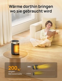 Aerotermă Ceramică Inteligentă Dreo Atom 316 1500W, Termostat, 3 Moduri, Temporizator 12H, Protecție la Supraîncălzire și Răsturnare, pentru Dormitor, Auriu 4