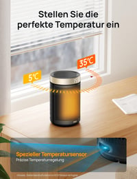Aerotermă Ceramică Inteligentă Dreo Atom 316 1500W, Termostat, 3 Moduri, Temporizator 12H, Protecție la Supraîncălzire și Răsturnare, pentru Dormitor, Auriu 6