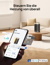 Aerotermă Ceramică Inteligentă Dreo Atom 316 1500W, Termostat, 3 Moduri, Temporizator 12H, Protecție la Supraîncălzire și Răsturnare, pentru Dormitor, Auriu 2